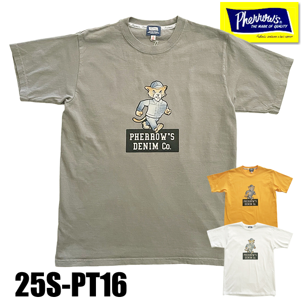 フェローズ Pherrow's Tシャツ 25S-PT16 PHERROW’S DENIM Co. アニマル フロッキー デニム プリント ロゴT 半袖 綿100％ アメカジ TEE メンズ 2025年 春夏 | Pherrow's | 02