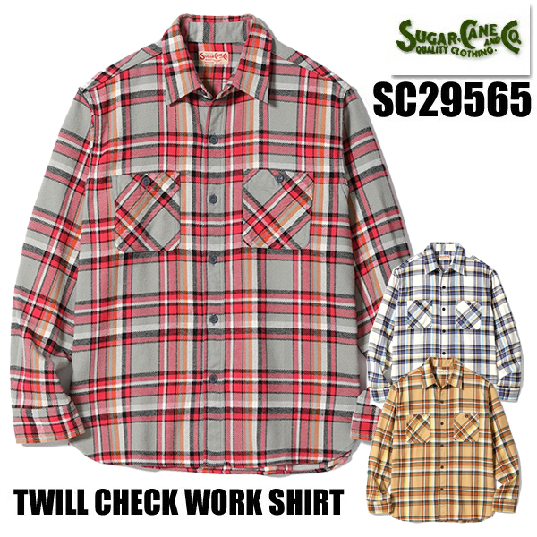 SUGAR CANE シュガーケーン ネルシャツ SC29565 TWILL CHECK WORK