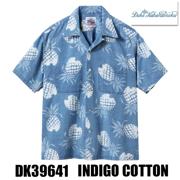 デュークカハナモク DUKE KAHANAMOKU アロハシャツ DK39641 半袖 コットン インディゴ DUKE'S PINEAPPLE パイナップル サンサーフ アメカジ メンズ 東洋 | DUKE KAHANAMOKU | 01
