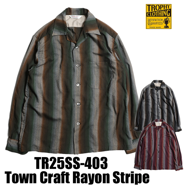 トロフィークロージング TROPHY CLOTHING オープンカラーシャツ TR25SS-403 長袖 レーヨン ストライプ バイカー アメカジ メンズ 2025年 新作 春夏 日本製 | TROPHY CLOTHING | 02