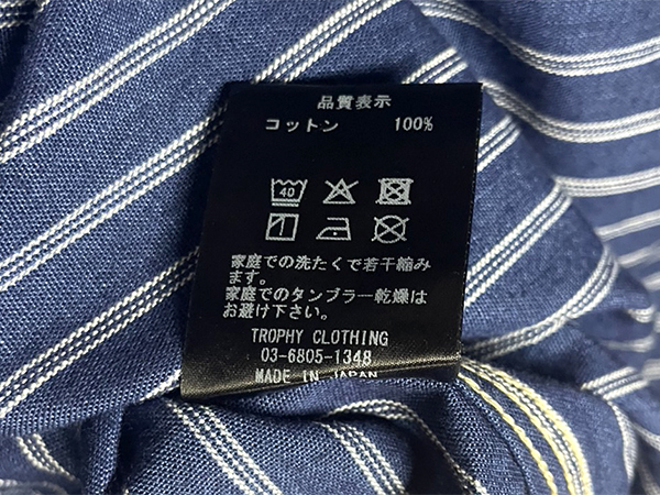 TROPHY CLOTHING（トロフィークロージング） シャンブレーワークシャツ