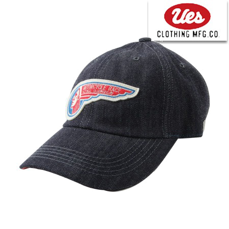 UES ウエス 82DC WING ワッペン デニム ベースボールキャップ CAP 帽子 BB CAP BASBALL CAP モーターサイクル インディゴ 経年変化 メンズ アメカジ 日本製｜ragtim-store｜02