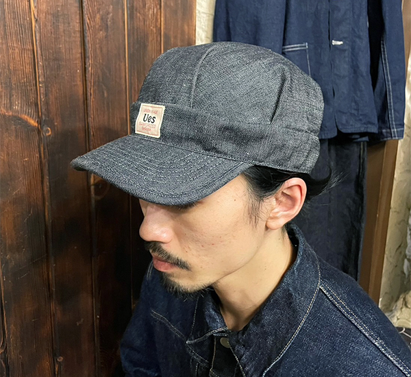 Ues/ウエス/UNIONMADE/デニム/レザー/キャップ/ワーク/アメカジ UES ウエス ワークキャップ 82W デニム 帽子 CAP アメカジ 定番