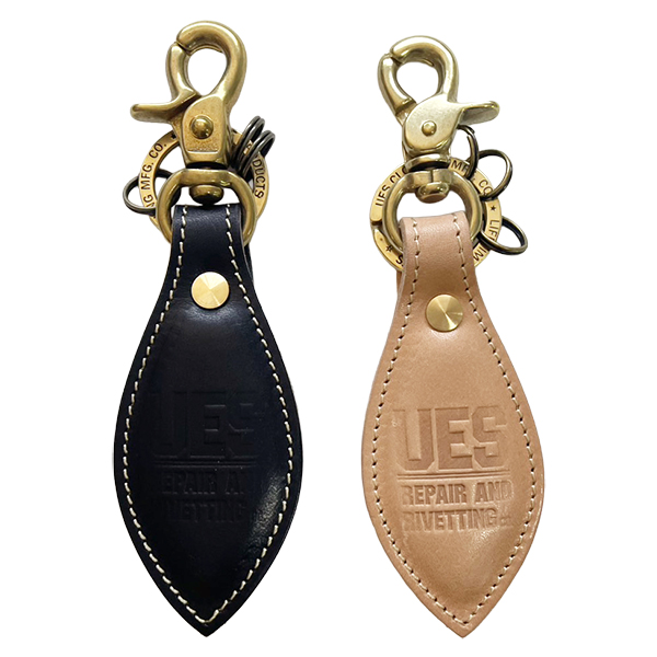 UES（ウエス） リーフ型 キーホルダー 891449 革小物 ロゴ 二重リング
