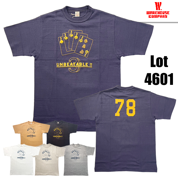 ウエアハウス WAREHOUSE Tシャツ Lot 4601 UNBEATABLE トランプ 半袖 プリント 未洗い アメカジ メンズ 正規品 | WAREHOUSE | 05