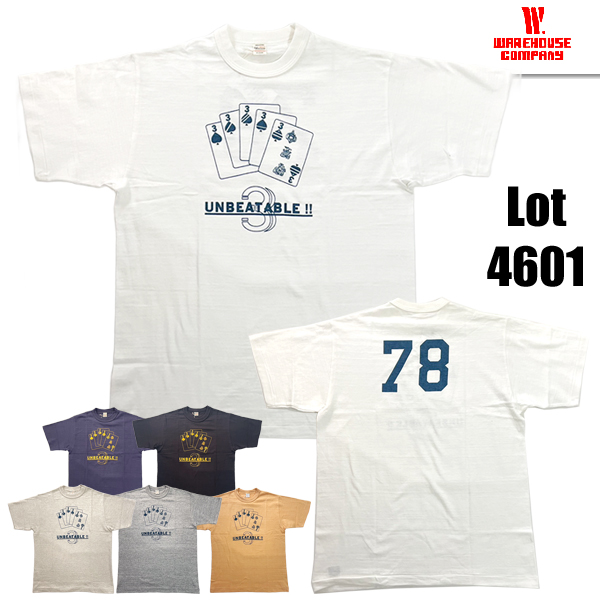 ウエアハウス WAREHOUSE Tシャツ Lot 4601 UNBEATABLE トランプ 半袖 プリント 未洗い アメカジ メンズ 正規品 | WAREHOUSE | 02