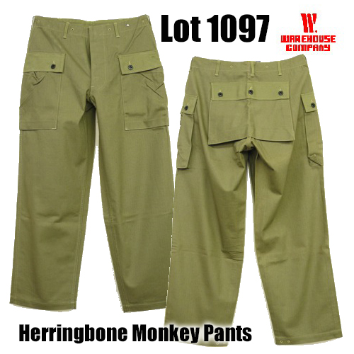ウエアハウス ヘリンボーン モンキーパンツ Lot 1097 USMC Monkey Pants ミ...