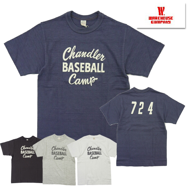 ウエアハウス WAREHOUSE Tシャツ Lot 4601 CHANDLER 半袖 プリント シャドーボーダー 綿 アメカジ メンズ 野球 春夏  新作 日本製 2023年 新作