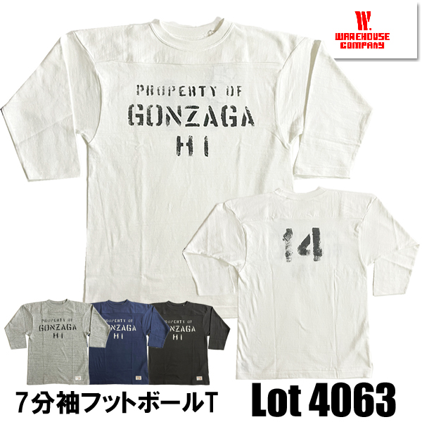 WAREHOUSE ウエアハウス 7分袖 フットボールT Lot 4063 GONZAGA