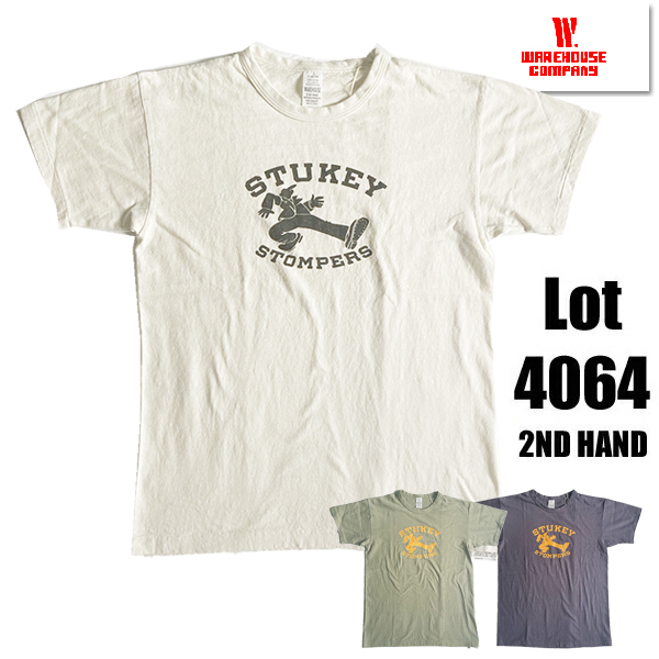 WAREHOUSE . Tシャツ 42 ホワイト/バーガンディ WAREHOUSE ウエアハウス Tシャツ Lot 4064 STOMPERS 半袖
