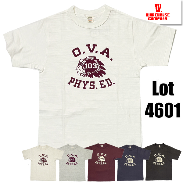 メンズ　WAREHOUSE　ウエアハウス　半袖　クルーネック　Lot 4601 O.V.A.  フロッキープリント　4601 楽天市場】WAREHOUSE ウエアハウス クルーネック 半袖