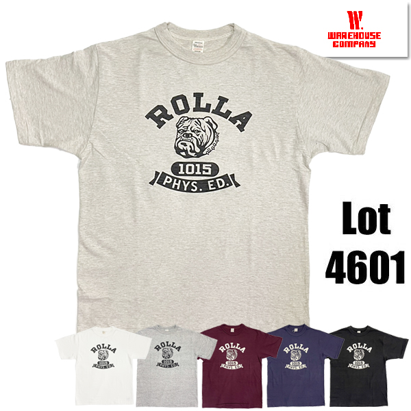 ウエアハウス WAREHOUSE Tシャツ Lot 4601 ROLLA 半袖 ブルドック 犬 プリント TEE シャドウボーダー 未洗い ロゴ 綿 アメカジ メンズ 2025年 春夏 新作 | WAREHOUSE | 01