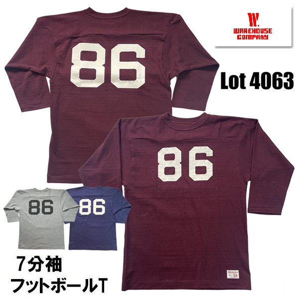 未使用　サイズ42 warehouse フットボールTシャツ WAREHOUSE（ウエアハウス） WAREHOUSE 7分袖 フットボールT Lot 4063