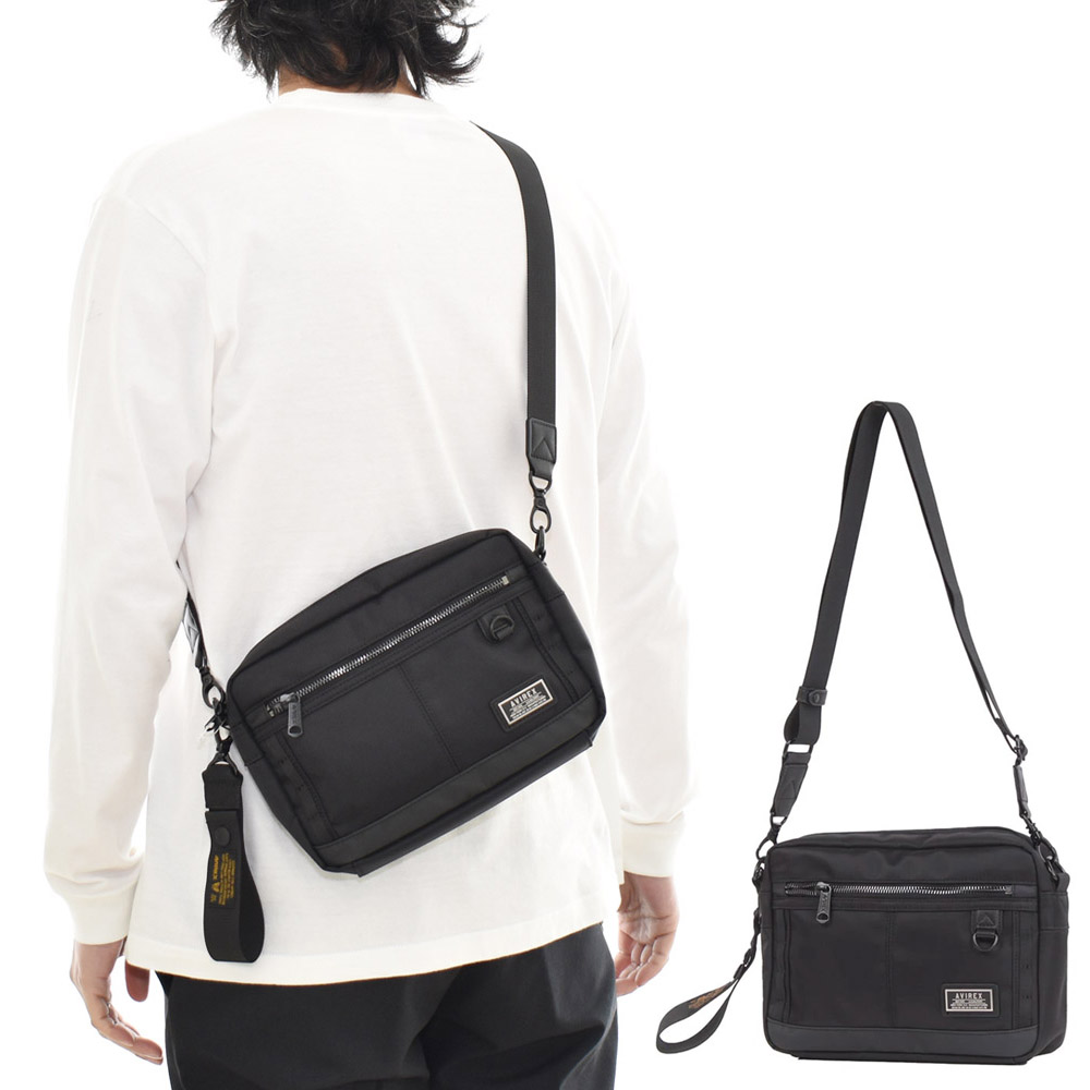アヴィレックス アビレックス AVIREX バッグ ソリッド ミニショルダー SOLID MINI SHOULDER BAG AX2056 メンズ レディース 斜めがけ 肩掛け ブラック 黒