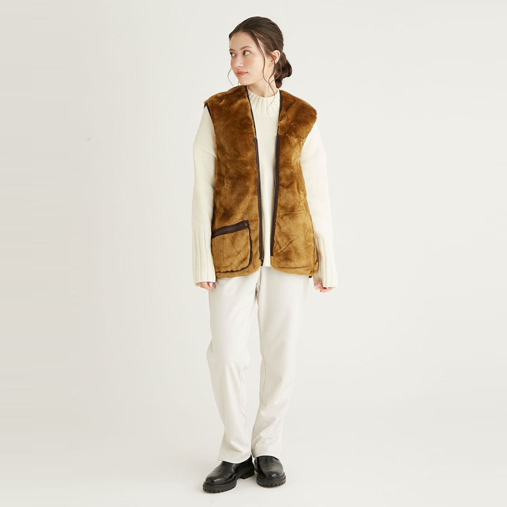 バブアー Barbour レディース フロントジップ ファー ライナー ベストWARM PILE WAISTCOAT ZIP LINER  MLI0004 男女兼用 リバーシブル ジレ アクリルファー 34 36