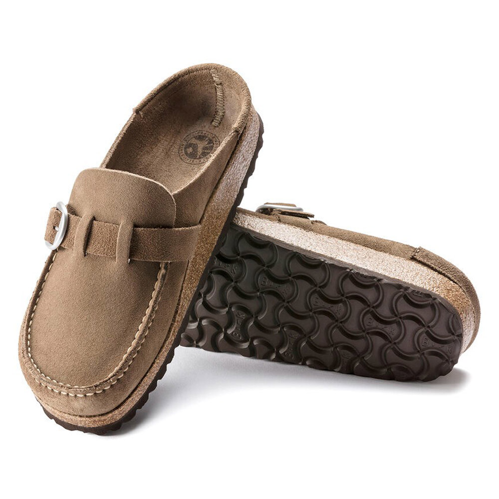 ビルケンシュトック BIRKENSTOCK バックリー サンダル レディース グレイトープ ナローフィット(幅狭)  ベロアレザー モカシン風 Buckley 1019490｜raiders