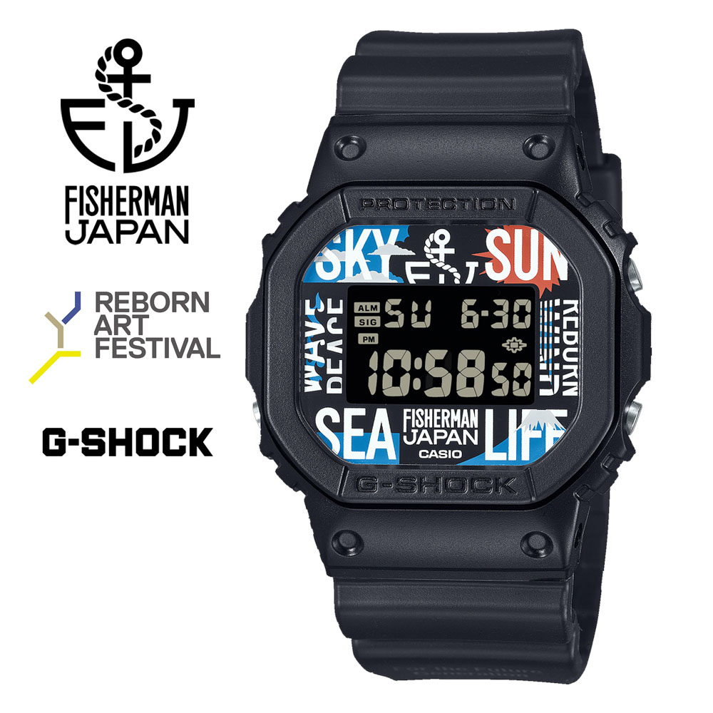 【お取り寄せ商品】カシオ CASIO G-SHOCK ジーショック腕時計 DW-5600 RF24-1JR コラボレーションモデル FISHERMAN JAPAN Reborn-Art Festival 黒 限定 5600