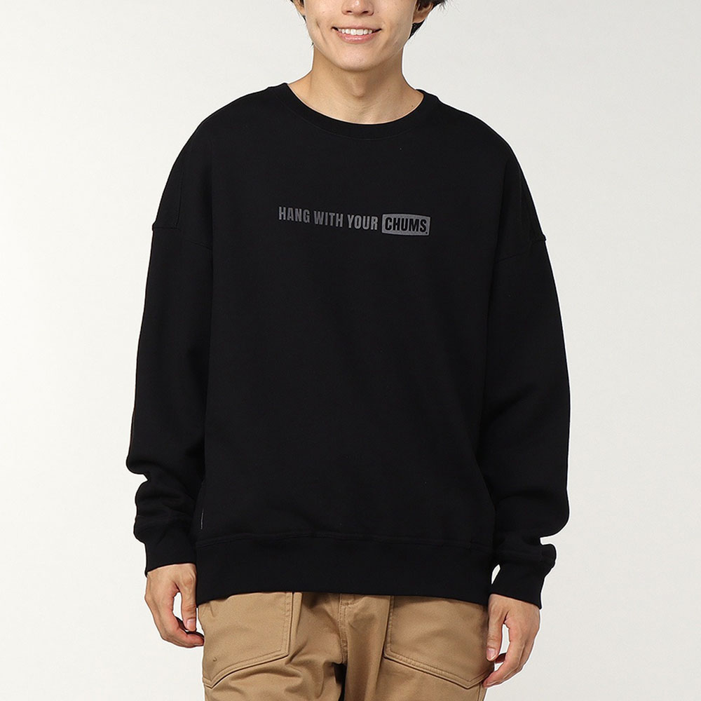 CHUMS／チャムス オーバーサイズド ビッグブービー クルートップ／スウェット ブラック／黒 CH00-1400／XXL／2XL CHUMS（チャムス） オーバーサイズドビッグブービークルートップ