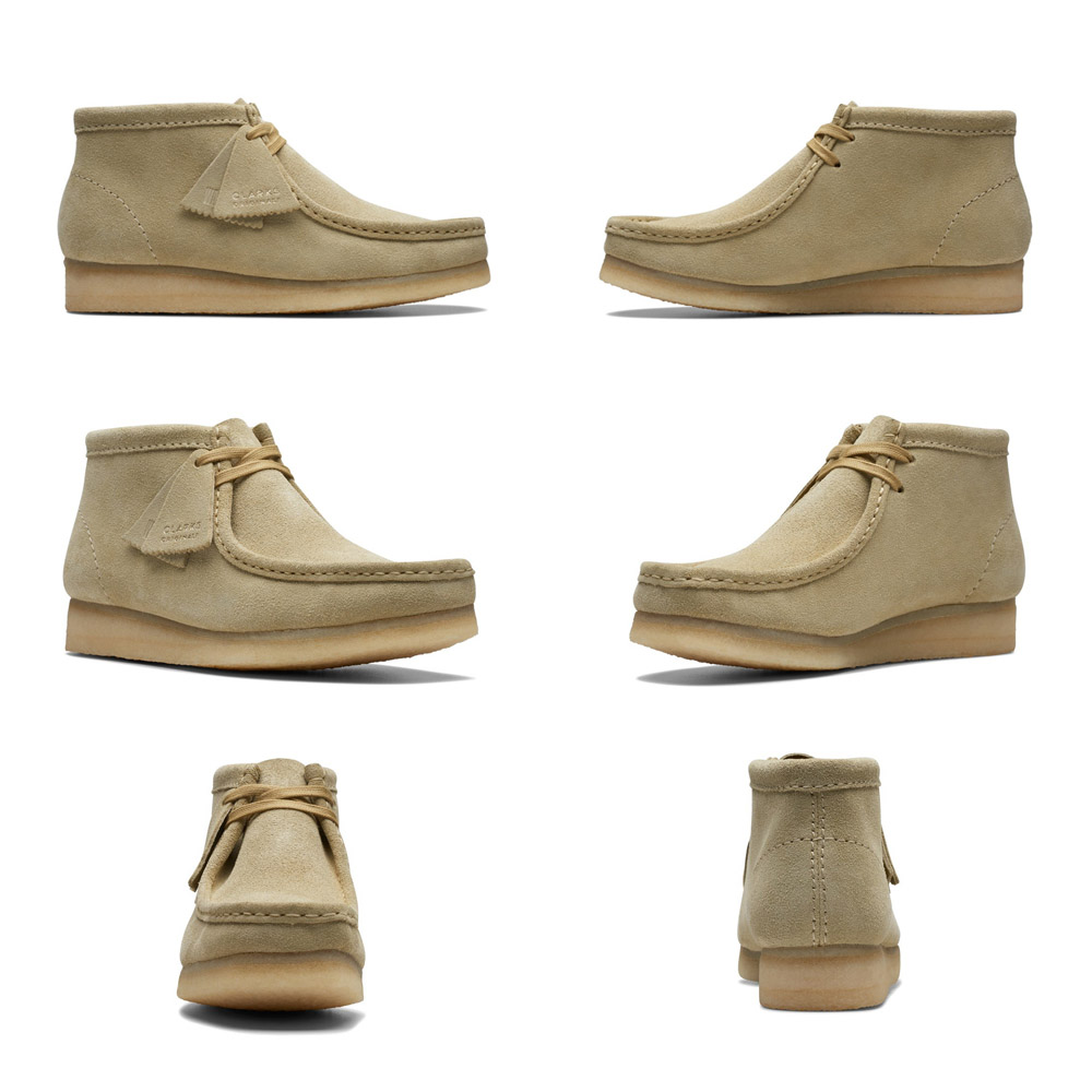 クラークス Clarks ワラビーブーツ Wallabee Boots レディース ミッドカット スエード 天然革 スエードクレープソール メイプル  ブラック 26155520 26155521