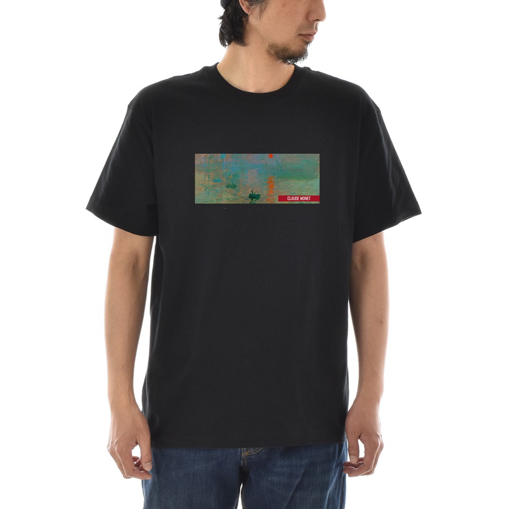 US VINTAGE アート 絵画 総柄 半袖 Tシャツ raiders_gho-013-st-bk