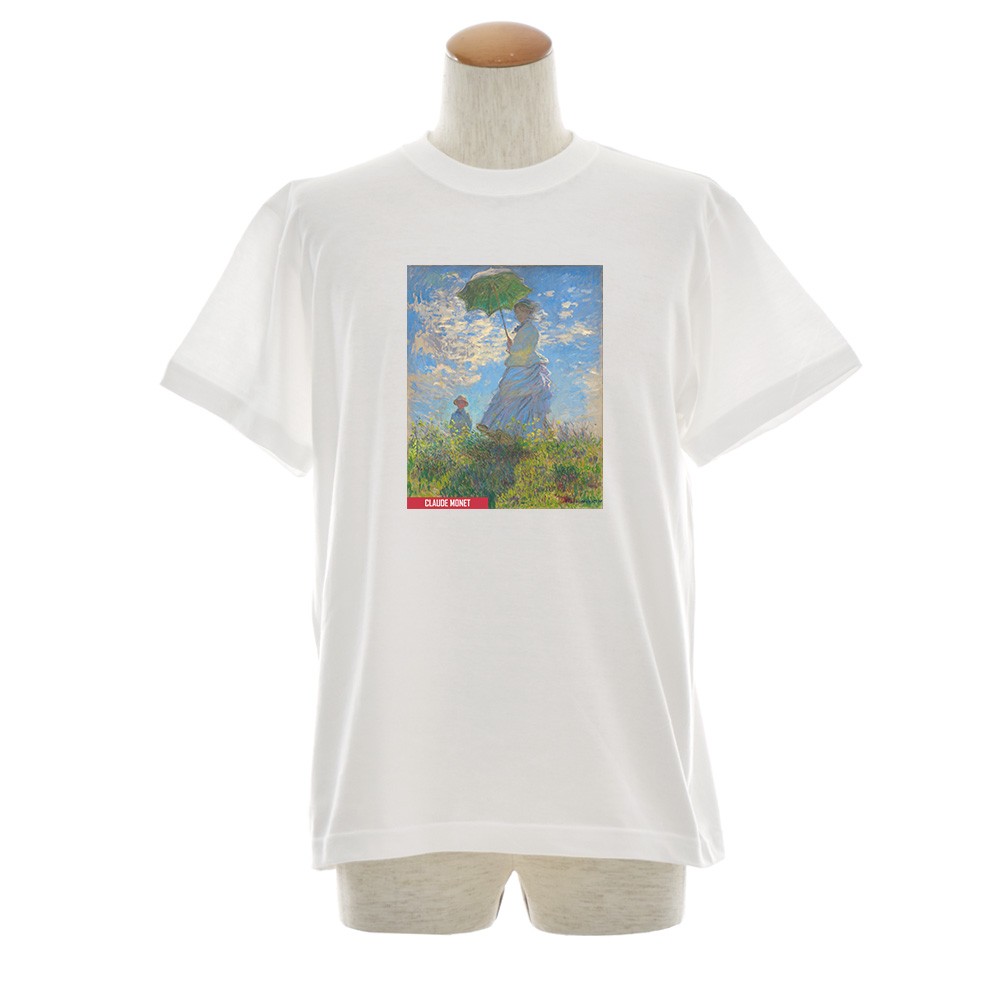半袖 アートTシャツ】モネ Tシャツ 散歩、日傘をさす女性 ライフ イズ
