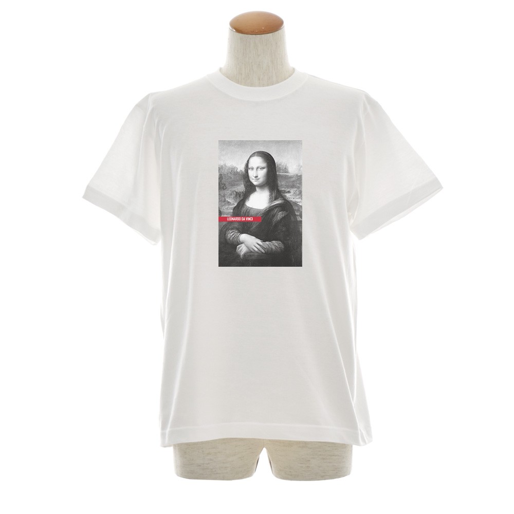 新品 モナリザ フェイスパーツ レオナルドダヴィンチ アート スウェット パンツ 半袖 アートTシャツ】モナリザ Tシャツ モノクロ レオナルドダヴィンチ