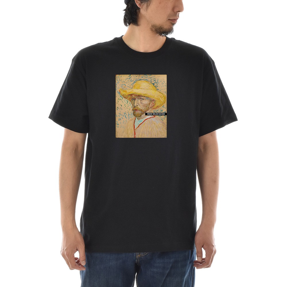 半袖 アートTシャツ】ゴッホ Tシャツ 麦わら帽子を被った自画像 フィン
