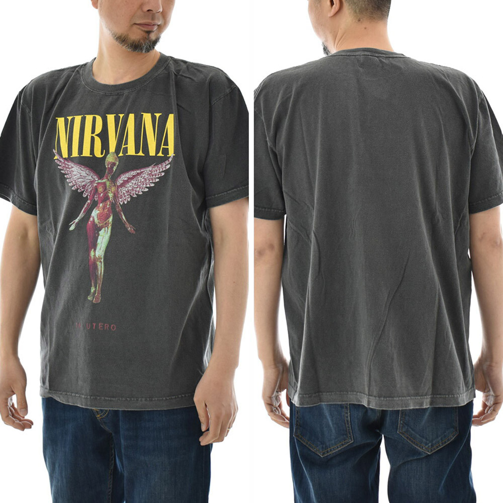  Cobain グレー Tシャツ ダメージ加工　M ニルヴァーナ GOOD ROCK SPEED（グッドロックスピード） ヴィンテージ加工 ロックT