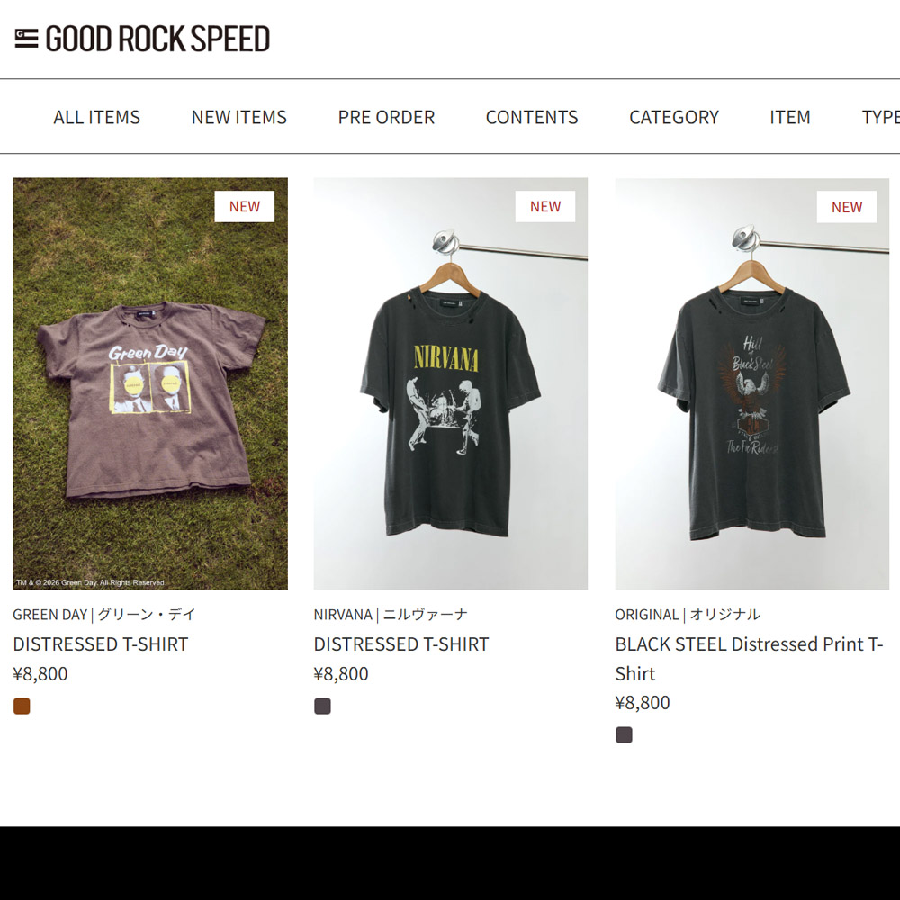 GOOD ROCK SPEED（グッドロックスピード） ヴィンテージ加工 ロックT
