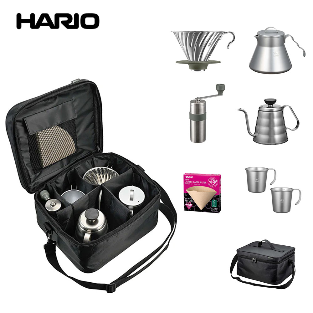 ハリオ アウトドア HARIO OUTDOOR コーヒーフルセット V60 コーヒー 珈琲 アウトドア キャンプ お家カフェ キッチン シルバー  O-VOCF