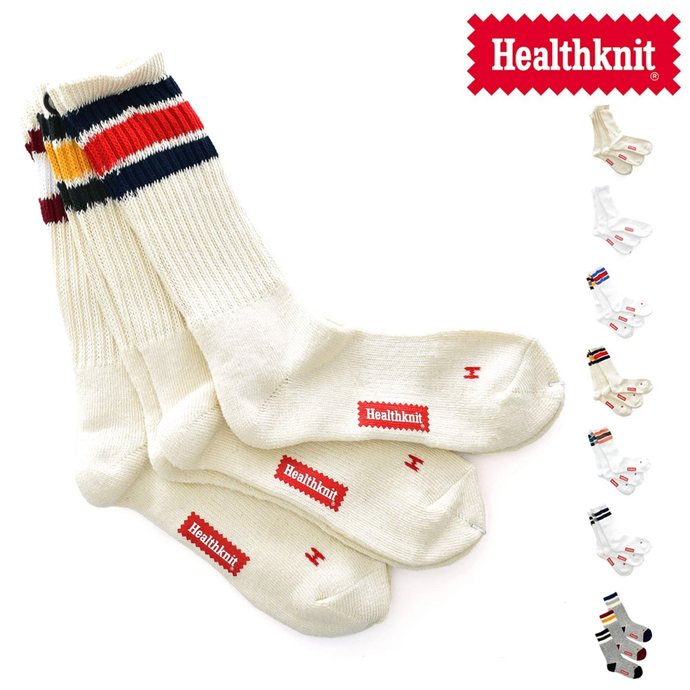andmary 靴下3本セット Healthknit（ヘルスニット） 靴下 クルーソックス 3P 3足セット 3足組