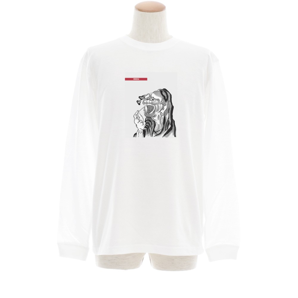真紅 think ストリート 葛飾北斎 ロンT Tシャツ 長袖 スカル