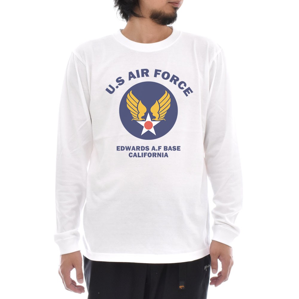ミリタリー Tシャツ U.S AIR FORCE BASE 長袖Tシャツ ロンT ロング 