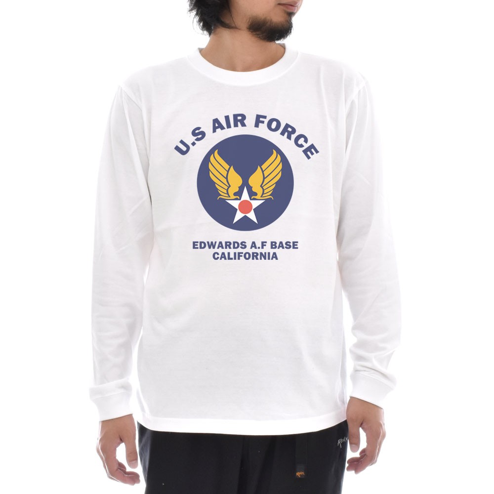 ミリタリー Tシャツ U.S AIR FORCE BASE 長袖Tシャツ ロンT ロング