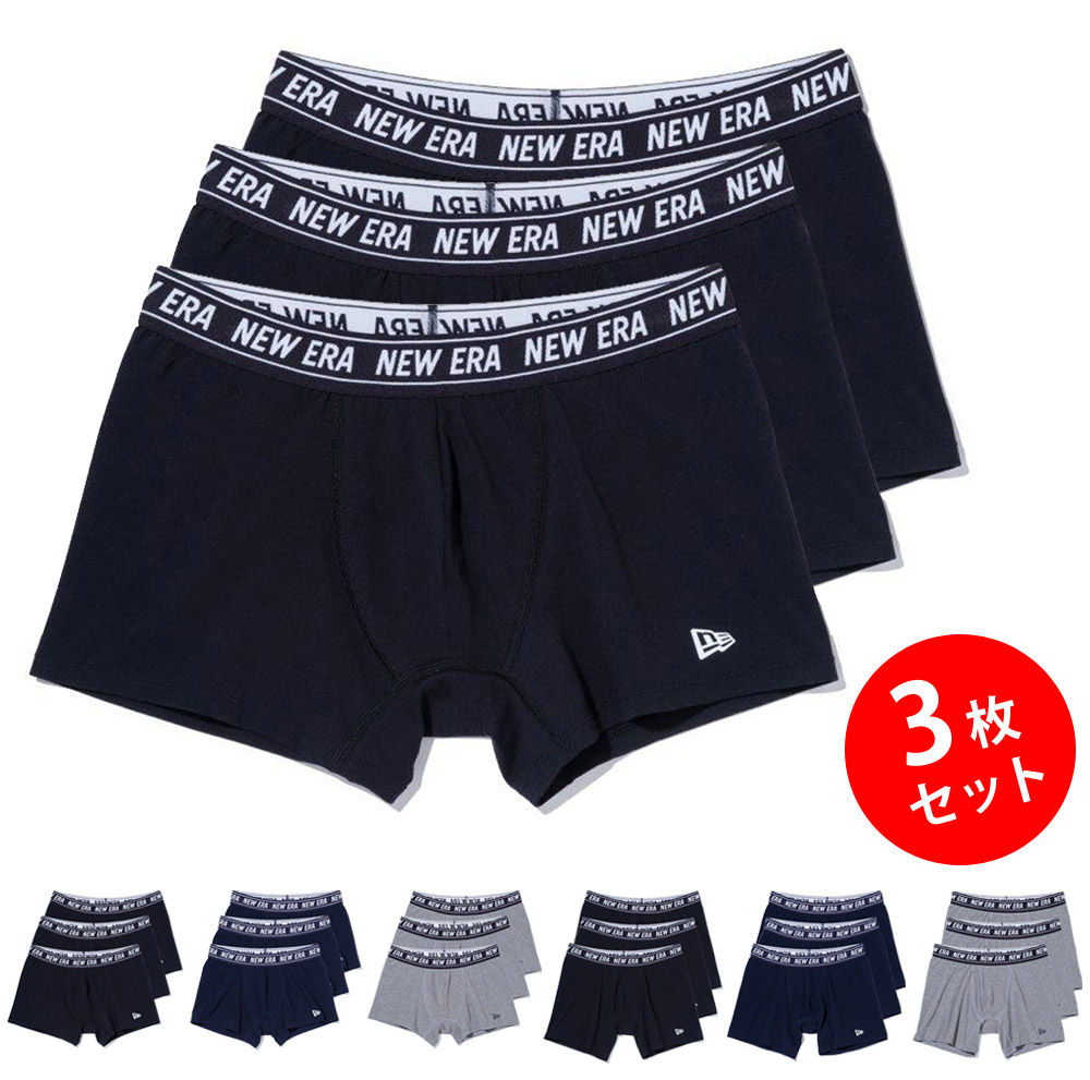 NEW ERA♦ ボクサーパンツ 3つセット 黑 NEW ERA ニューエラ ボクサーパンツ 3枚セット メンズ ボクサー