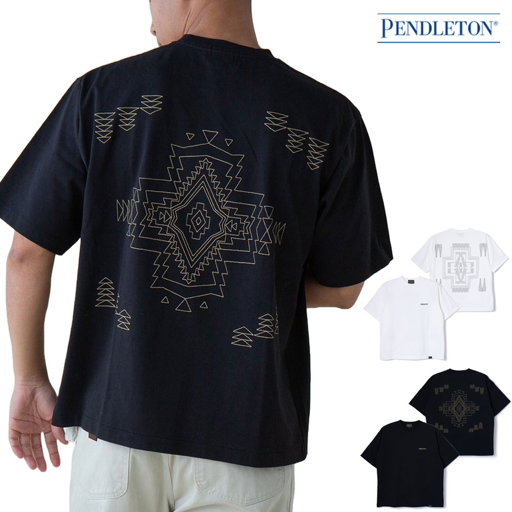 ペンドルトン PENDLETON 半袖Tシャツ バック エンボス Tシャツ Back EMB Tee 5275-0016 メンズ レディース 刺繍 オーバーサイズ 厚手 ネイティブ柄 | PENDLETON