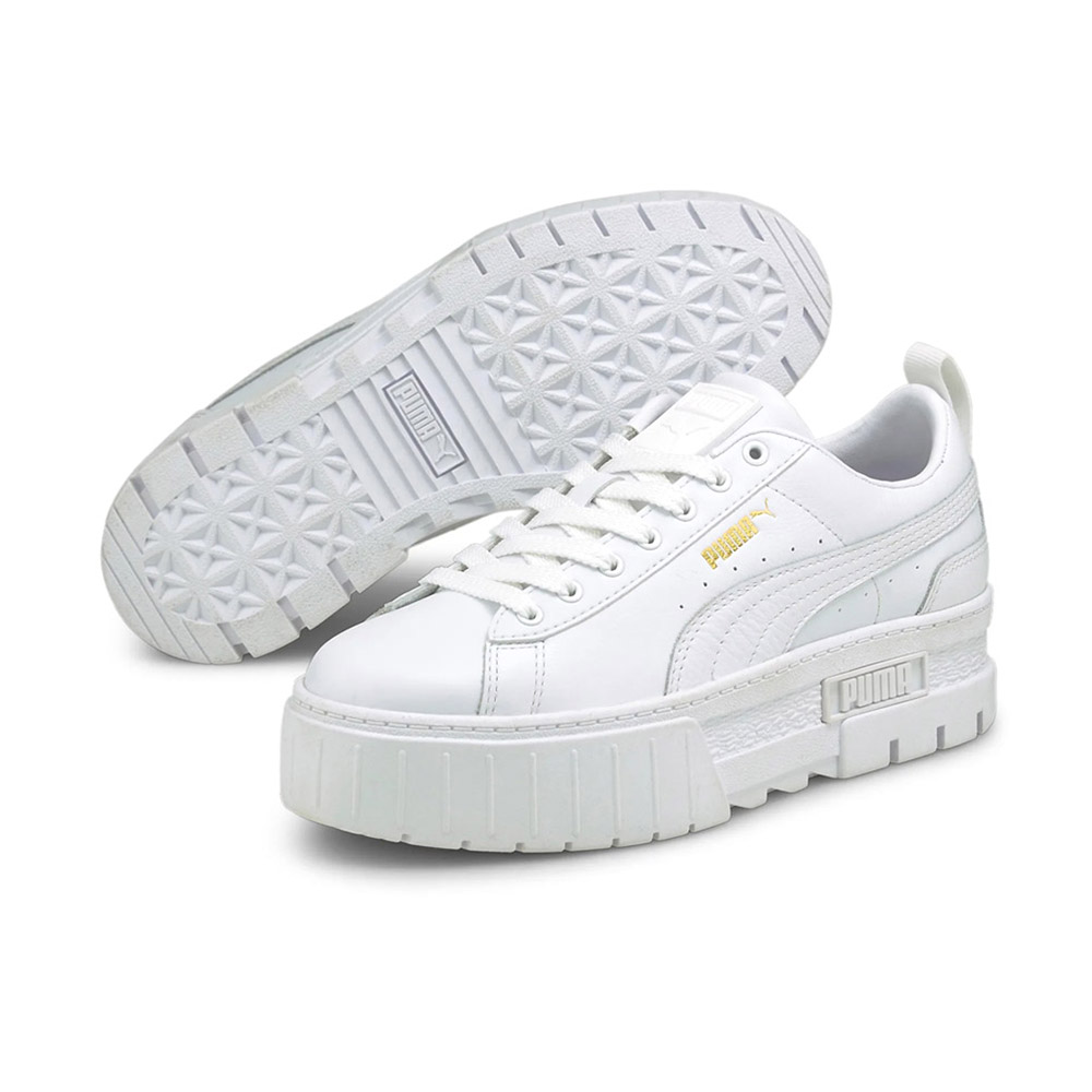 プーマ PUMA スニーカー メイズ クラシック ウィメンズ スニーカー 厚底スニーカー靴 スタイルアップ レザー 01 白 384209 PUMA MAYZE CLASSIC WNS