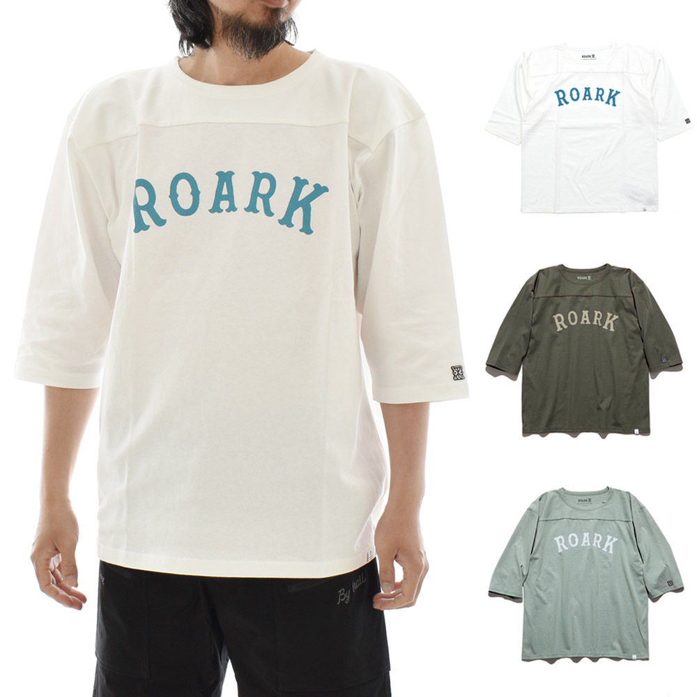 ロアーク リバイバル ROARK REVIVAL Tシャツ メディーバルロゴ 7分袖Tシャツ MEDIEVAL LOGO 3/4 SLEEVE TEE RFTJ1000 メンズ レディース ティーシャツ 抗菌 防臭｜raiders