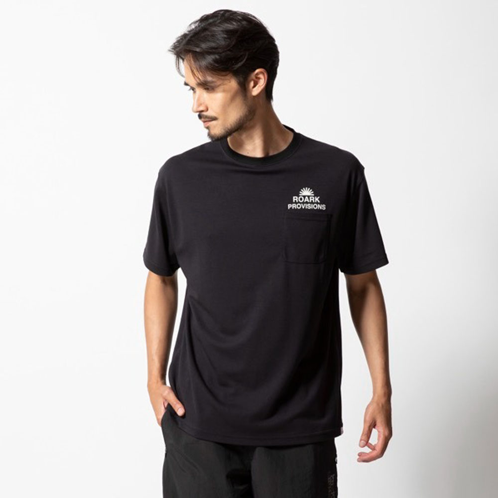 トップス メンズ ROARK REVIVAL PROVISIONS Dri-Release TEE L BLACK L 黒 白 赤