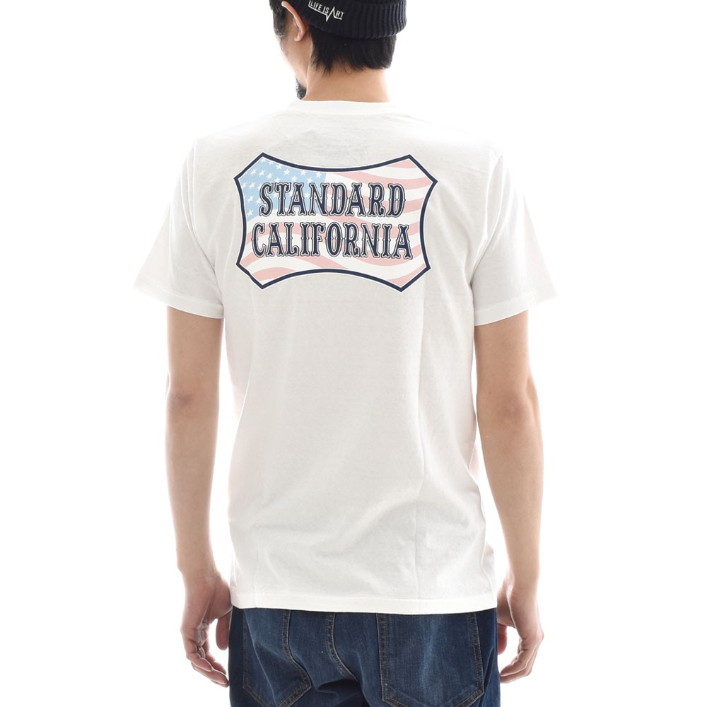 スタンダードカリフォルニア STANDARD CALIFORNIA Tシャツ SD USA FLAG SHIELD LOGO T メンズ 半袖シャツ  TEE ブランド スタカリ シールドロゴ 星条旗 TSOAE0630