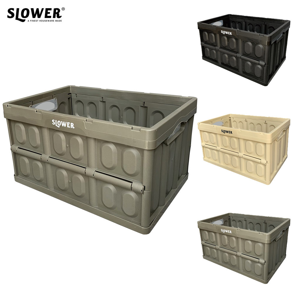 スロウワー(SLOWER) 収納ケース 折りたたみ コンテナ ボックス OLIVE グリーン LLサイズ 約52.5×36cm×高さ30cm FOLDING CONTAINER Estoril SLW170