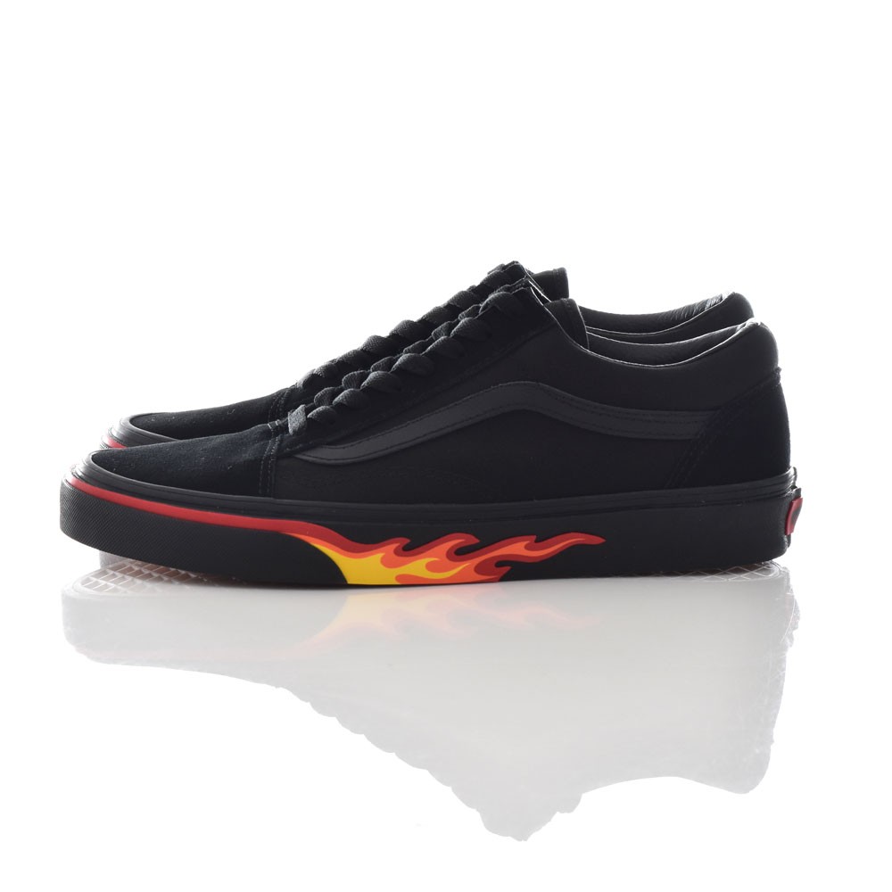 VANS バンズ スニーカー OLD SKOOL オールドスクール Flame フレーム ウォール 黒 ファイヤーパターン 黒 US企画 海外限定  VN0A38G1Q8Q メンズ