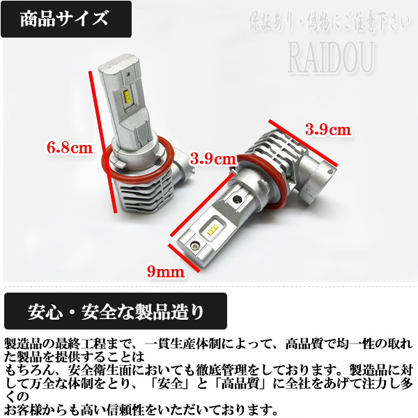 ジムニー H17.10- JB23W フォグランプ LED ledフォグ H8 H11 H16 6000k 車検対応｜raidou｜03