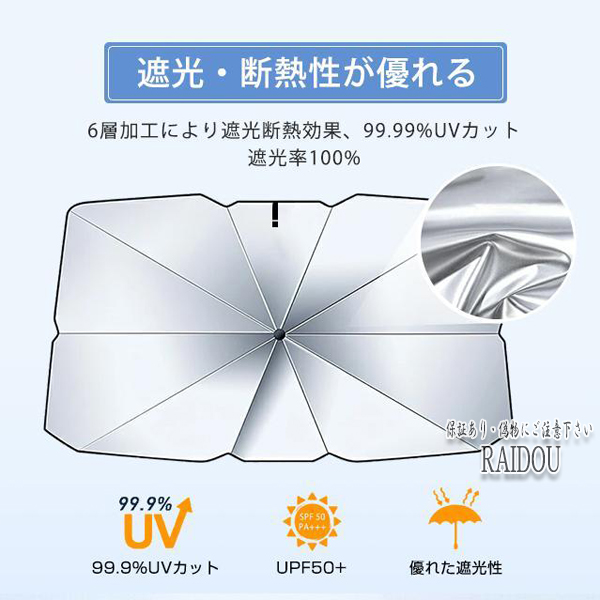 N-BOX + JF1/2 サンシェード 車内 傘型 日よけ UVカット 紫外線カット 軽自動車｜raidou｜04