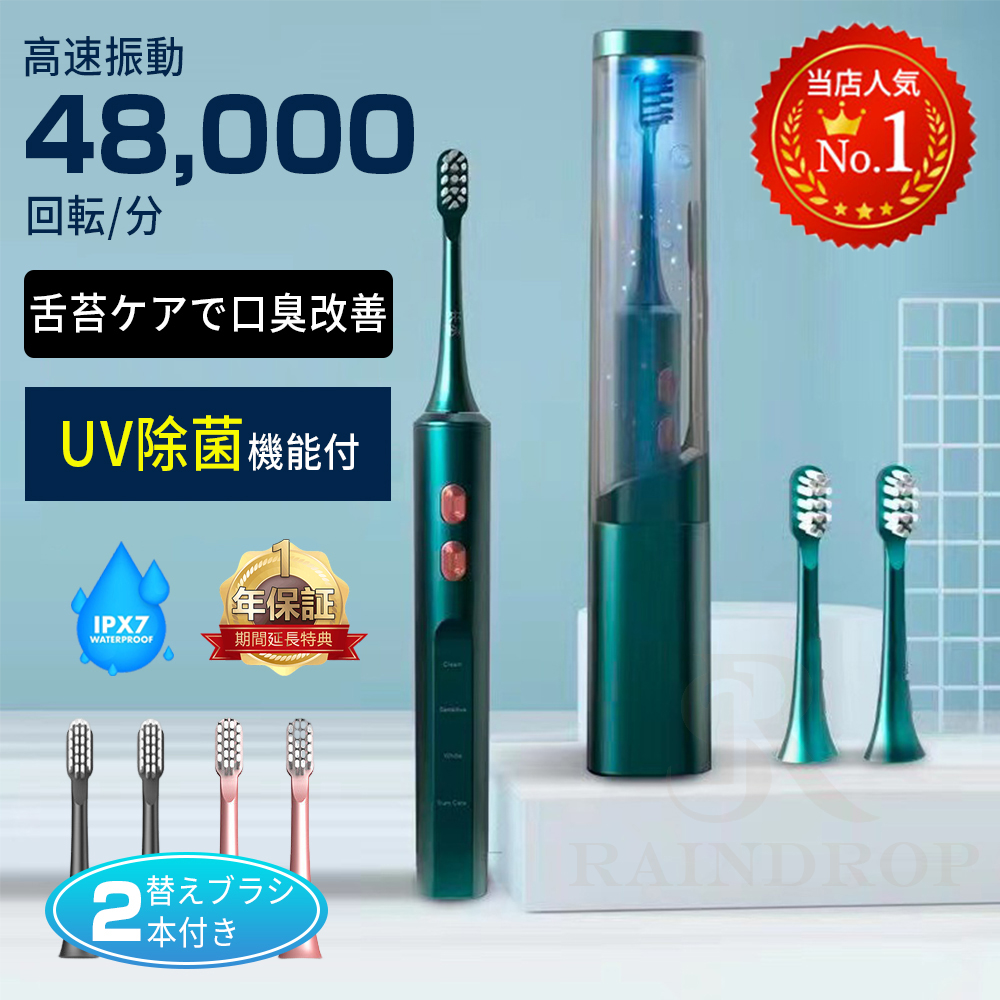 電動歯ブラシ 歯ブラシ INSOFA 電動歯ブラシ 交換用ブラシ2本付きIPX7