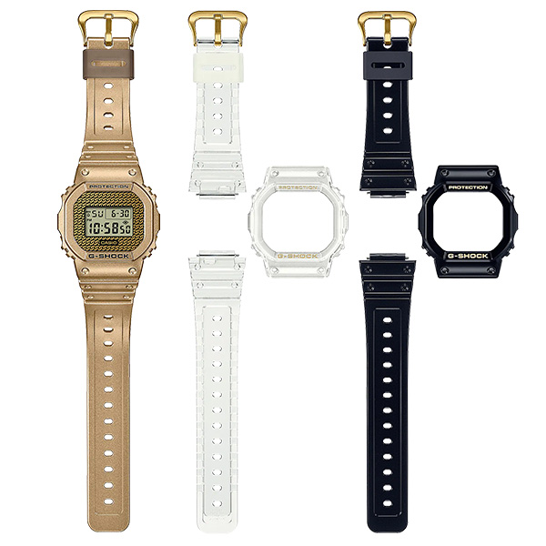 美品　CASIO 腕時計 G-SHOCK DWE-5600HG-1JR G-Shock DWE-5600HG-1 Hip Hop Gold Chain: 3 Bezels and Bands