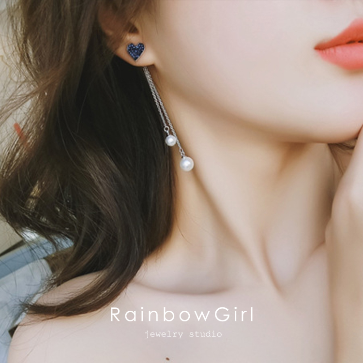 RainbowGirl ピアス レディース ハート 淡水パール 揺れる 満点の星空