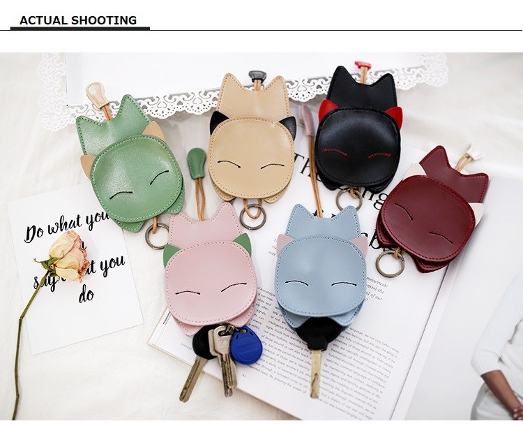 キーケース キーホルダー ストラップ 鍵 かわいい 猫 ネコ コンパクト PU 人気 送料無料 セール 財布、帽子、ファッション小物 
