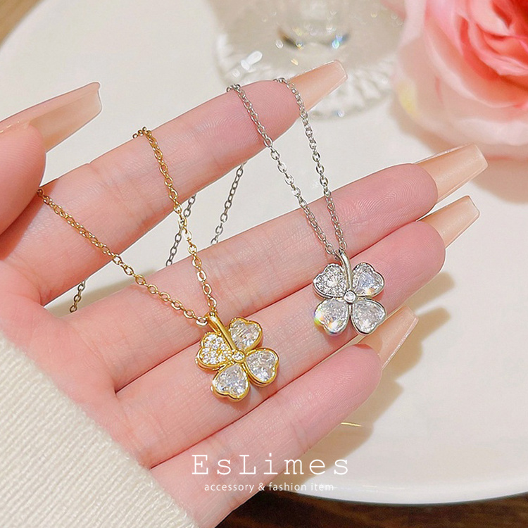 RainbowGirl ネックレス レディース 四つ葉のクローバー お花 フラワー