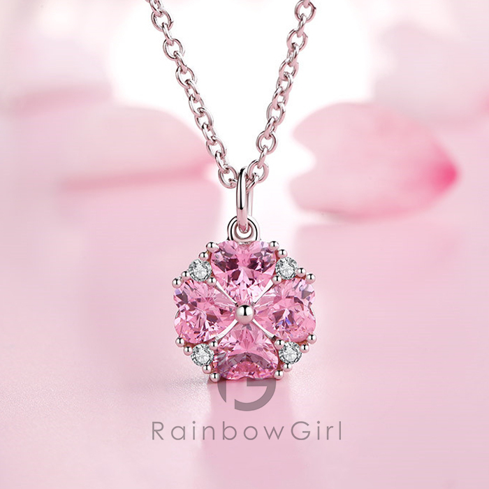 RainbowGirl ネックレス レディース さくら 桜 お花 ピンクダイヤ